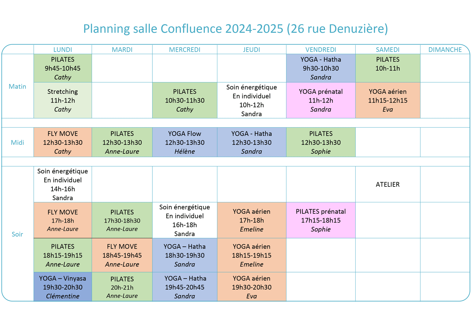 Planning Small salle Confluence 2024-2025